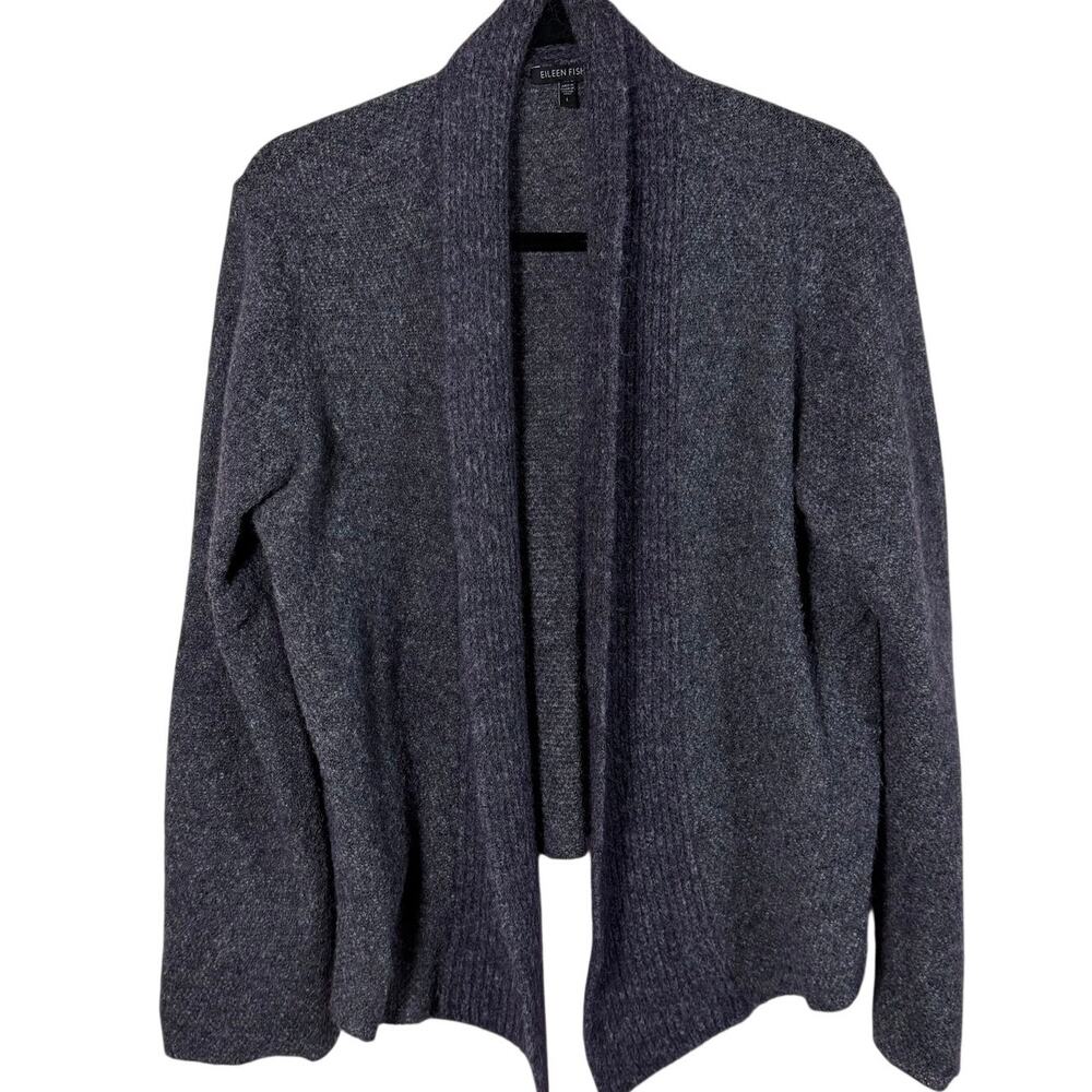 Eileen Fisher Wool Mohair Cashmere Open-Front Cardigan Size Large Gray